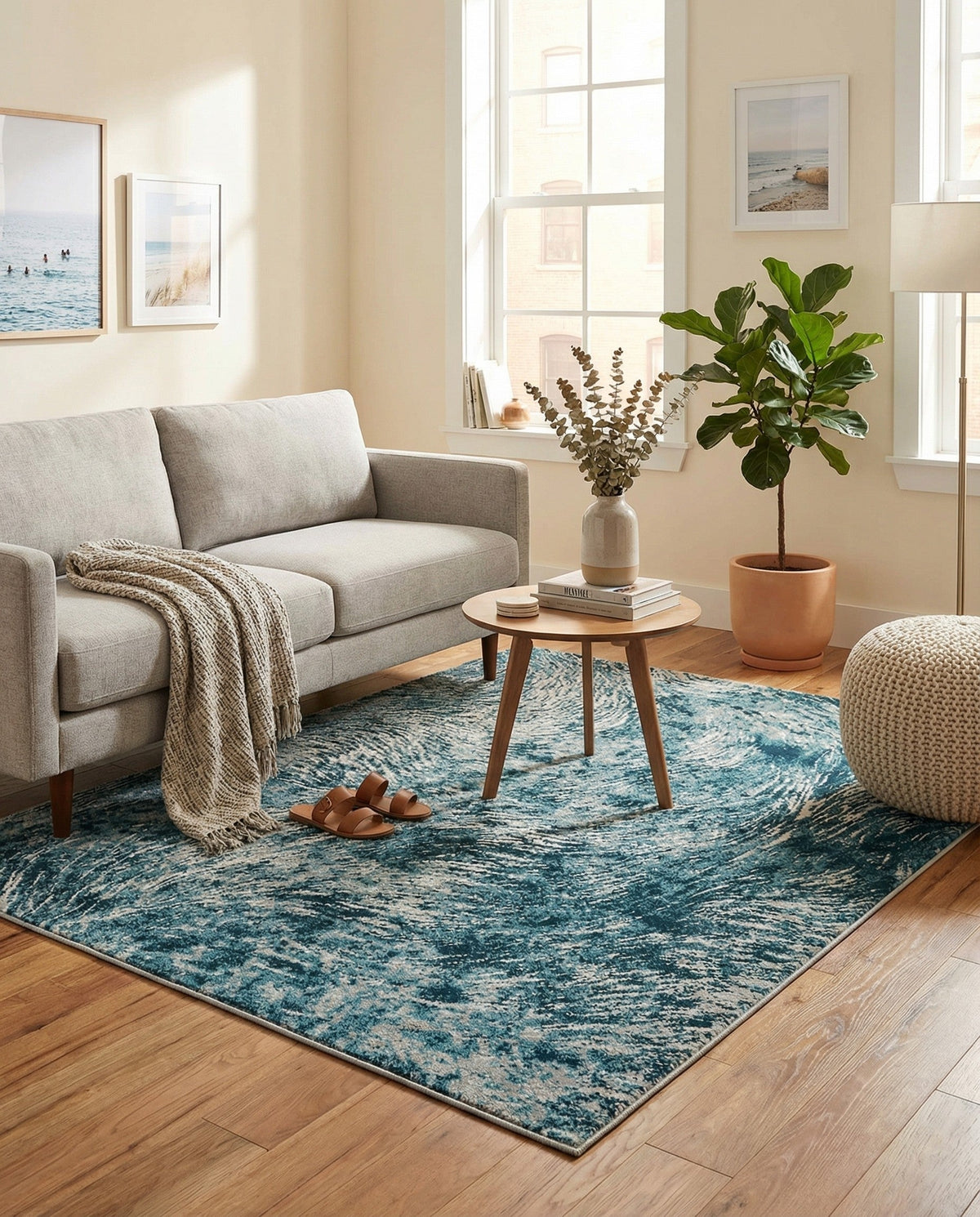 Serenity Sands Collection Area Rug -  Quietshore Rectangle Blue  lifestyle 13