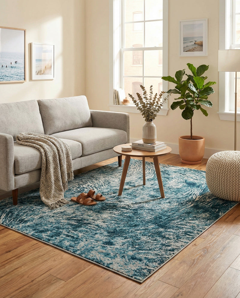 Serenity Sands Collection Area Rug -  Quietshore Rectangle Blue  lifestyle 13