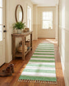 Tassel Trail Collection Area Rug - Pathway (Green and Ivory) Runner Green and Ivory  lifestyle 37