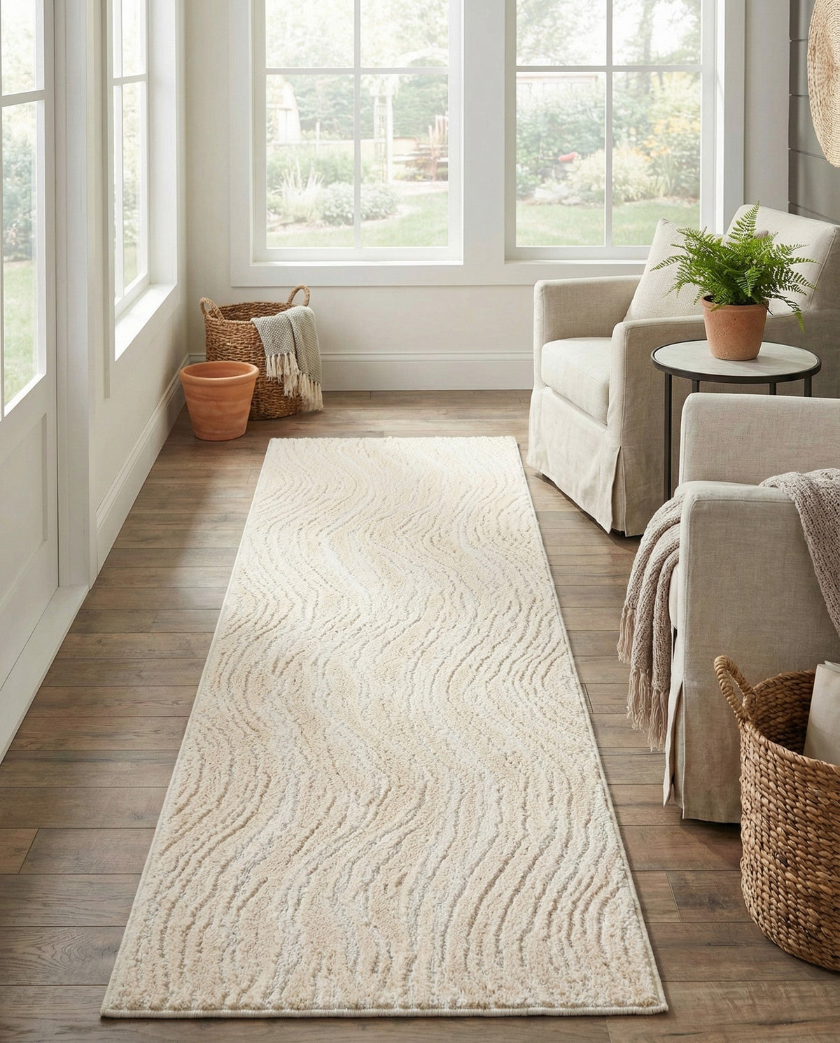 Sienna Collection Area Rug -  Garda Runner Ivory  lifestyle 146