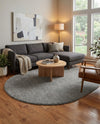 Solid Shag Seaside Collection Area Rug - Azure Cove (Gray) Oval Gray  lifestyle 54