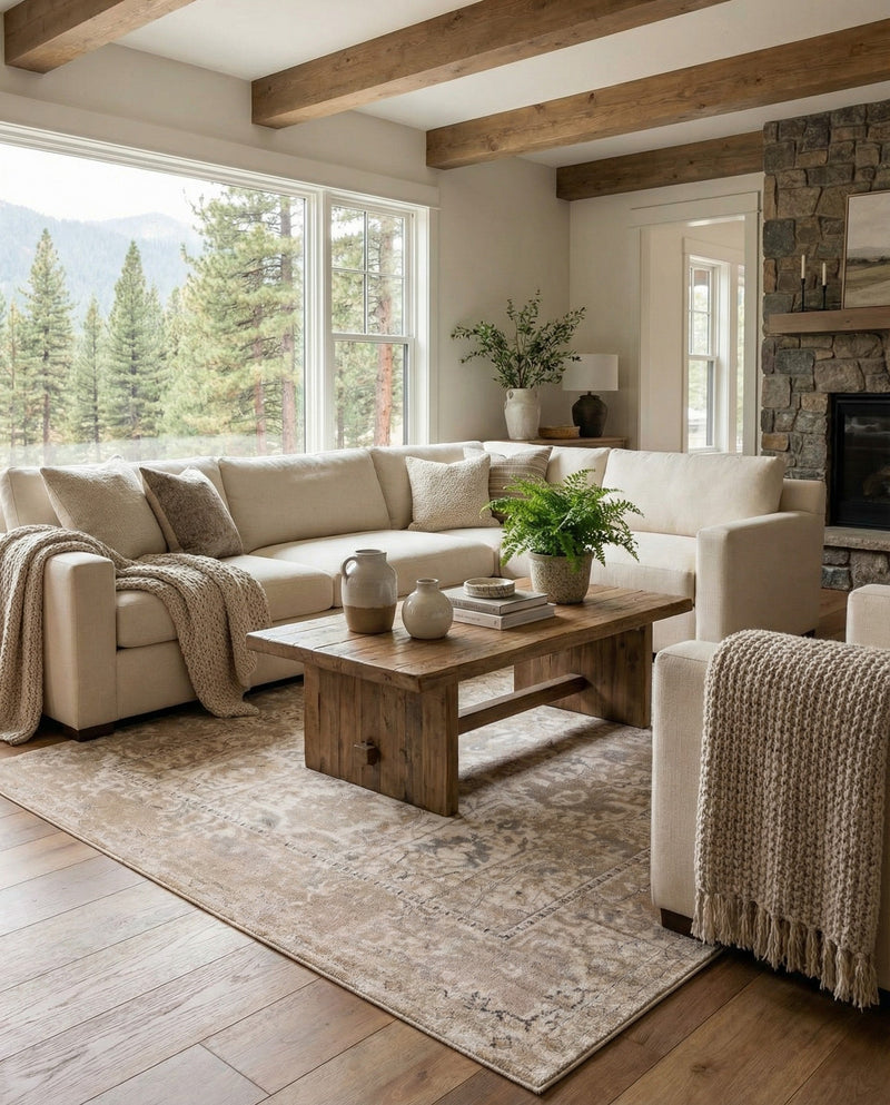 Cascade Range Collection Area Rug -  Shasta (Ivory) Rectangle Ivory  lifestyle 15