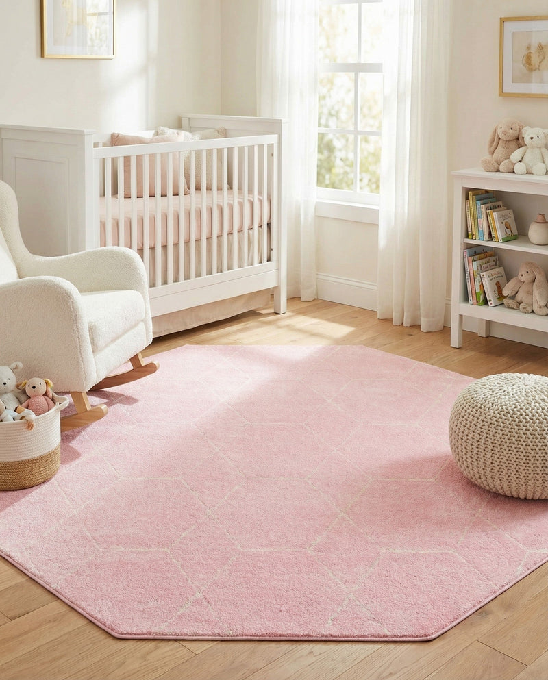 Trellis Mosaic Collection Area Rug - Arborville (Light Pink) Octagon Light Pink  lifestyle 52