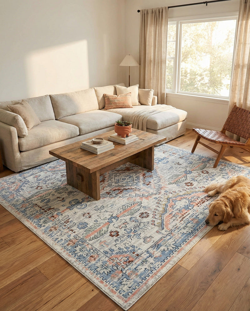 Aegean Elegance Washables Collection Area Rug -  Patmos Square Ivory  lifestyle 52