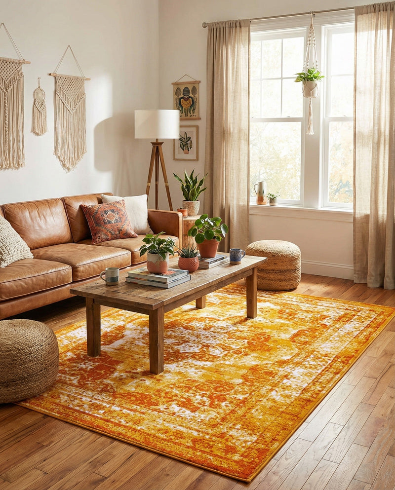 Riviera Elegance Collection Area Rug -  Menton (Orange) Rectangle Orange  lifestyle 12