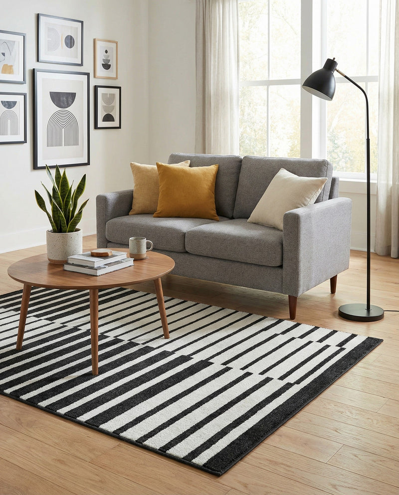 Copenhagen Edge Collection Area Rug -  Vesterbro Rectangle Black  lifestyle 46
