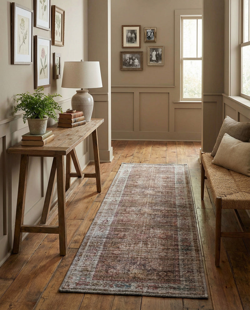 Vintage Memories Collection Area Rug -  Reverie Runner Rust Red and Brown  lifestyle 39
