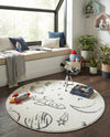 Wonder Tykes Collection Area Rug -  Jigsaw Round Ivory  lifestyle 48