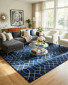 Hollywood Luxe Collection Area Rug - Sunset (Navy Blue Silver) Square Navy Blue Silver  lifestyle 52