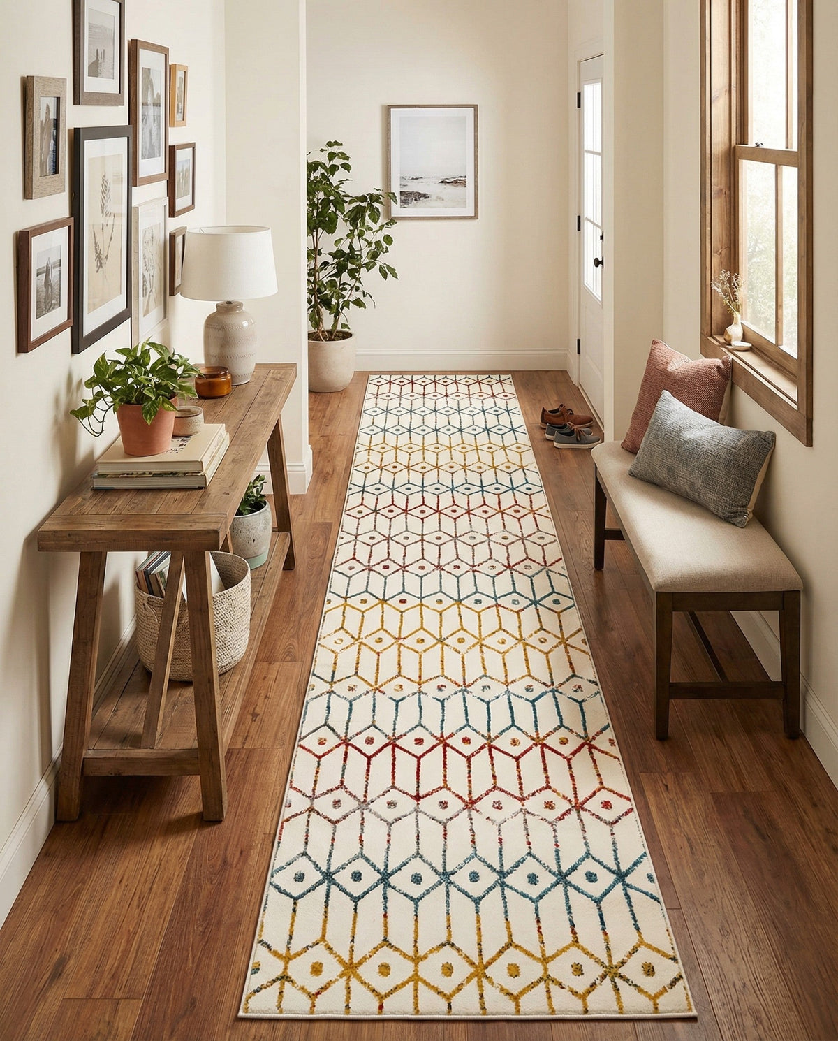 Garden Maze Retreat Collection Area Rug -  Mazeview Runner Multi  lifestyle 87