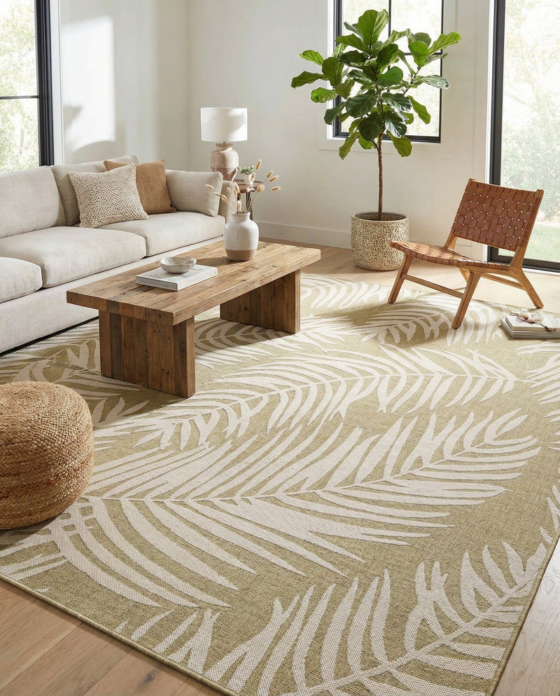 Seaside Blooms Collection Area Rug - Verdure (Green) Square Green  lifestyle 47