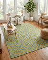 Savannah Escape Collection Area Rug -  Amazon (Blue Yellow) Rectangle Blue Yellow  lifestyle 6