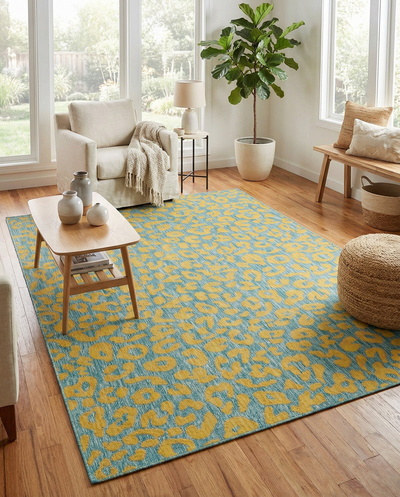 Savannah Escape Collection Area Rug -  Amazon (Blue Yellow) Rectangle Blue Yellow  lifestyle 6