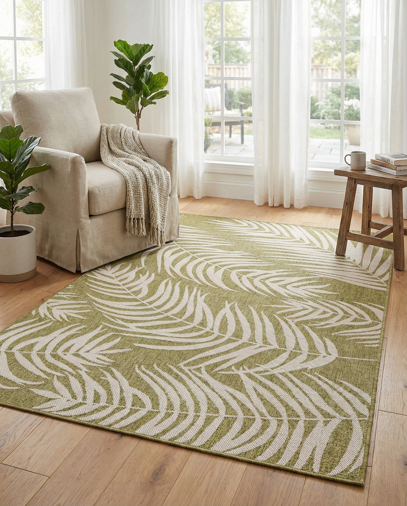 Seaside Blooms Collection Area Rug - Verdure (Green) Rectangle Green  lifestyle 13