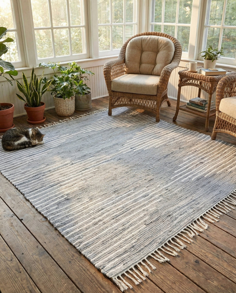 Thar Cotton Collection Area Rug - Jaisalmer (Light Gray) Square Light Gray  lifestyle 66