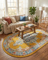 Beverly Grove Collection Area Rug -  Fairfax (Yellow) Oval Yellow  lifestyle 66