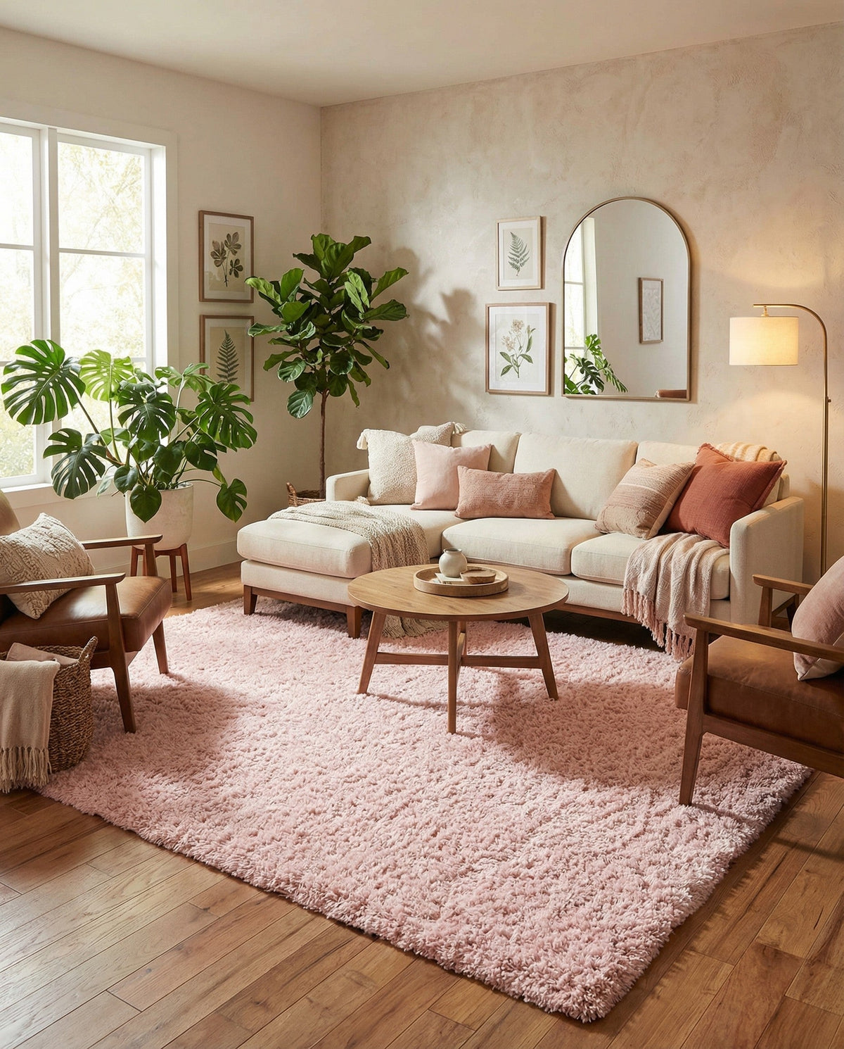 Eternal Plush Oasis Collection Area Rug -  Tranquility (Pink Lace) Rectangle Pink Lace  lifestyle 11