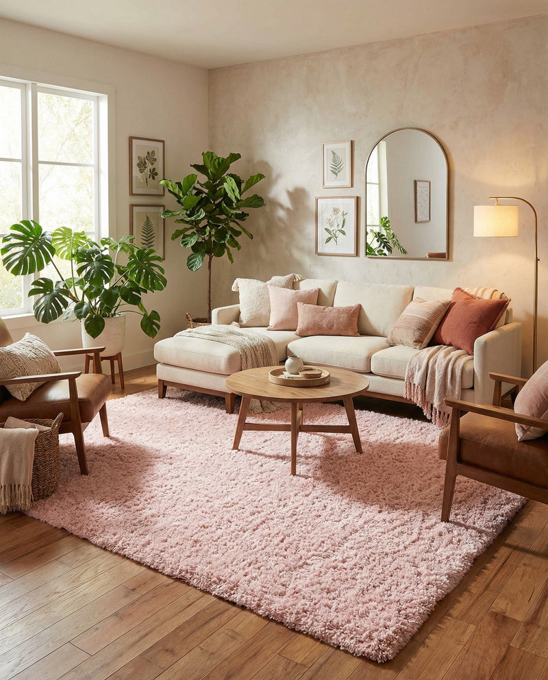 Eternal Plush Oasis Collection Area Rug -  Tranquility (Pink Lace) Rectangle Pink Lace  lifestyle 11