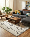 Monochrome Collection Area Rug -  Marble Rectangle Ivory White  lifestyle 25