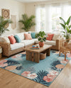 Seaside Blooms Collection Area Rug - Haven Rectangle Blue  lifestyle 30