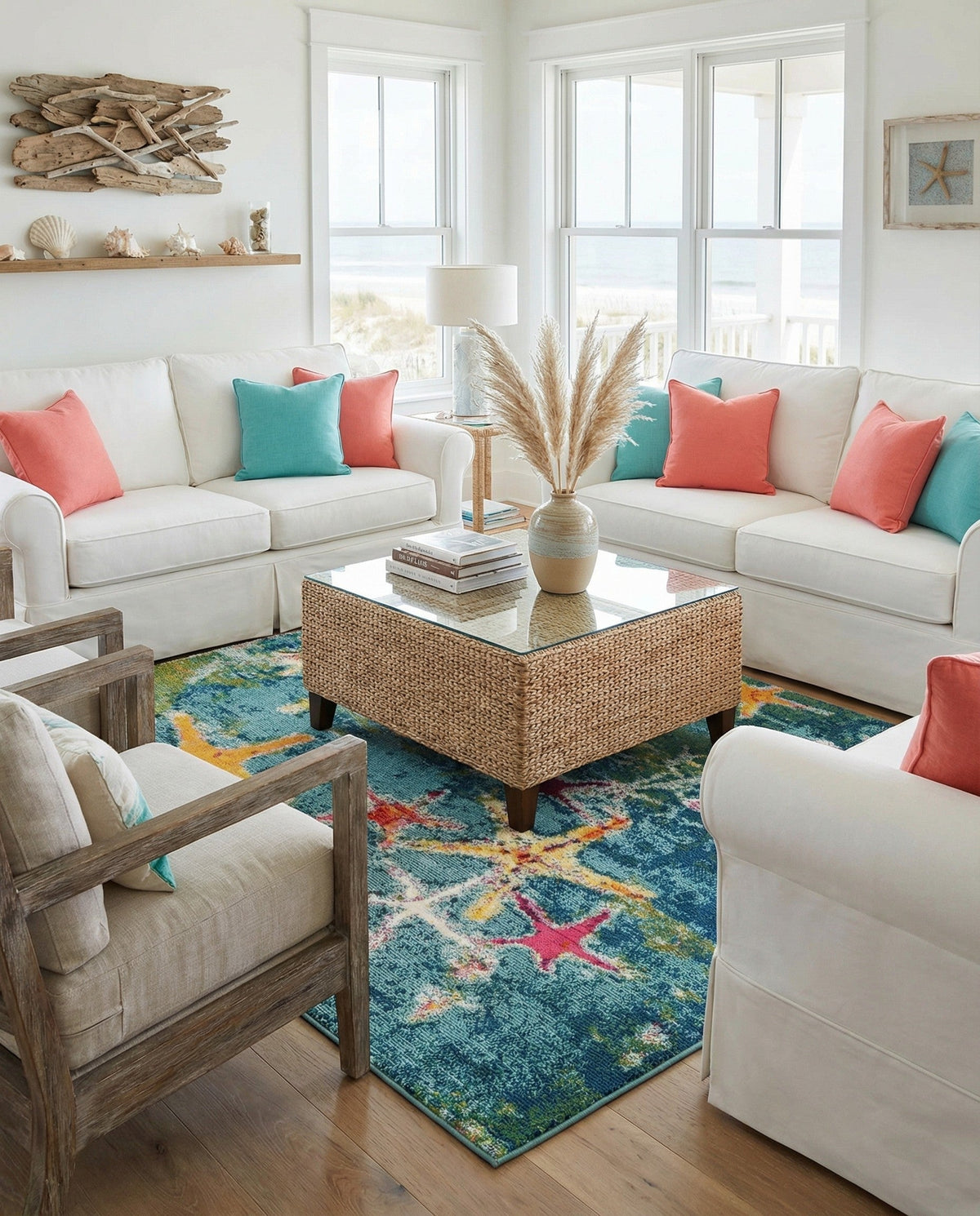 Sorrento Shores Collection Area Rug - Positano Square Navy Blue  lifestyle 111