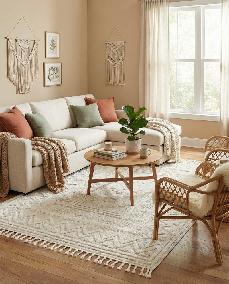 Sahara Chic Collection Area Rug -  Tangier Rectangle Ivory  lifestyle 61