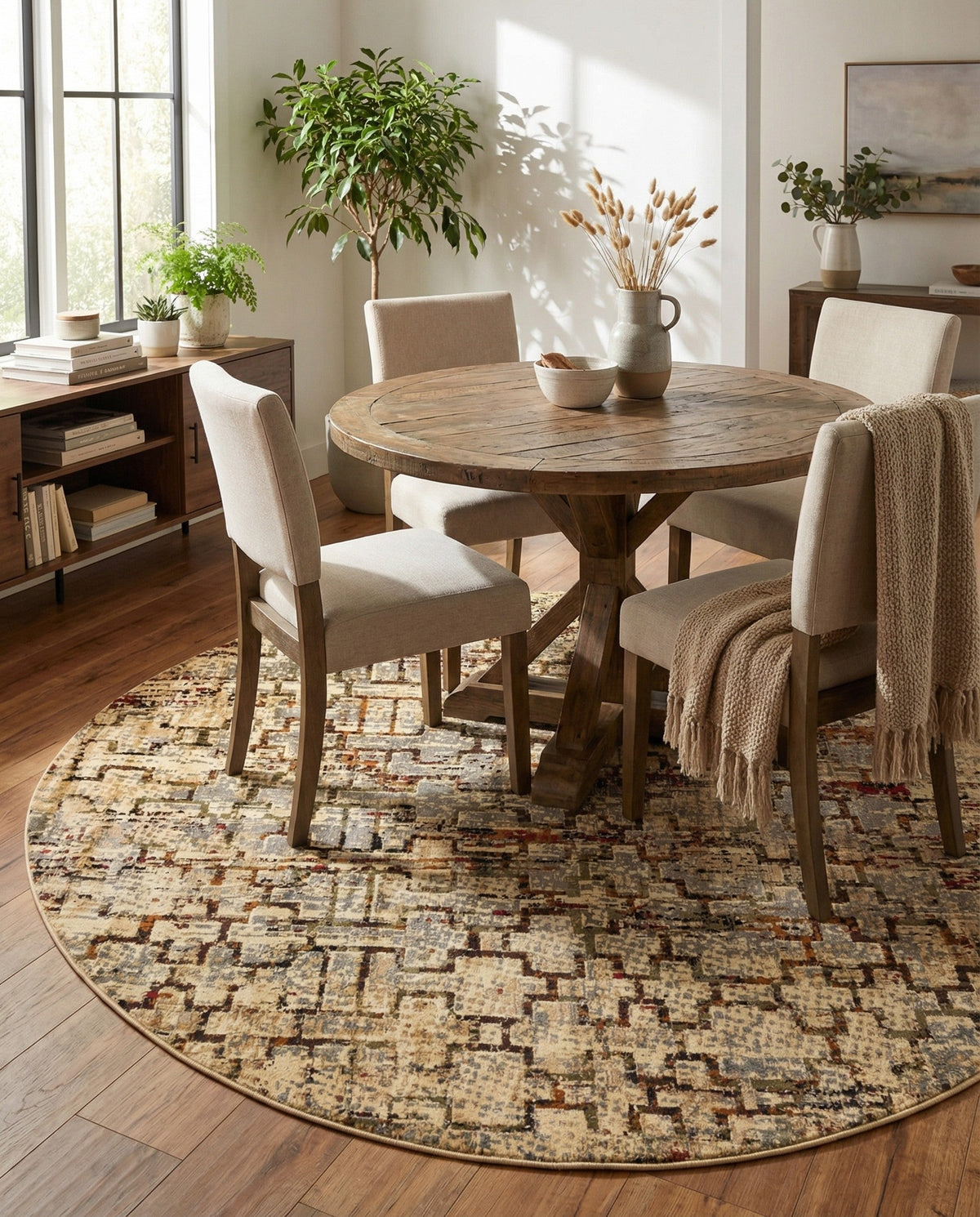 Neptune Elegance Collection Area Rug -  Proteus Round Beige Cream  lifestyle 157