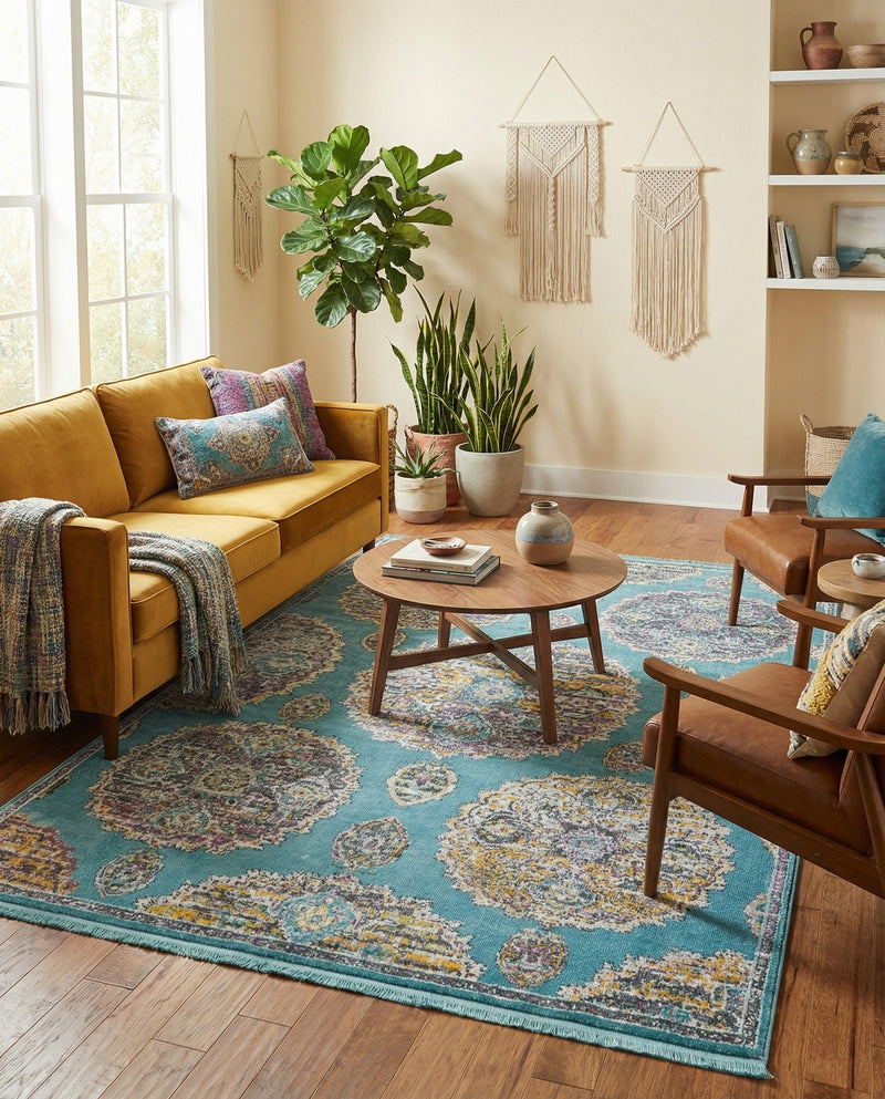 Arcadia Rugs Collection Area Rug -  Atlantis (Blue) Rectangle Blue  lifestyle 11