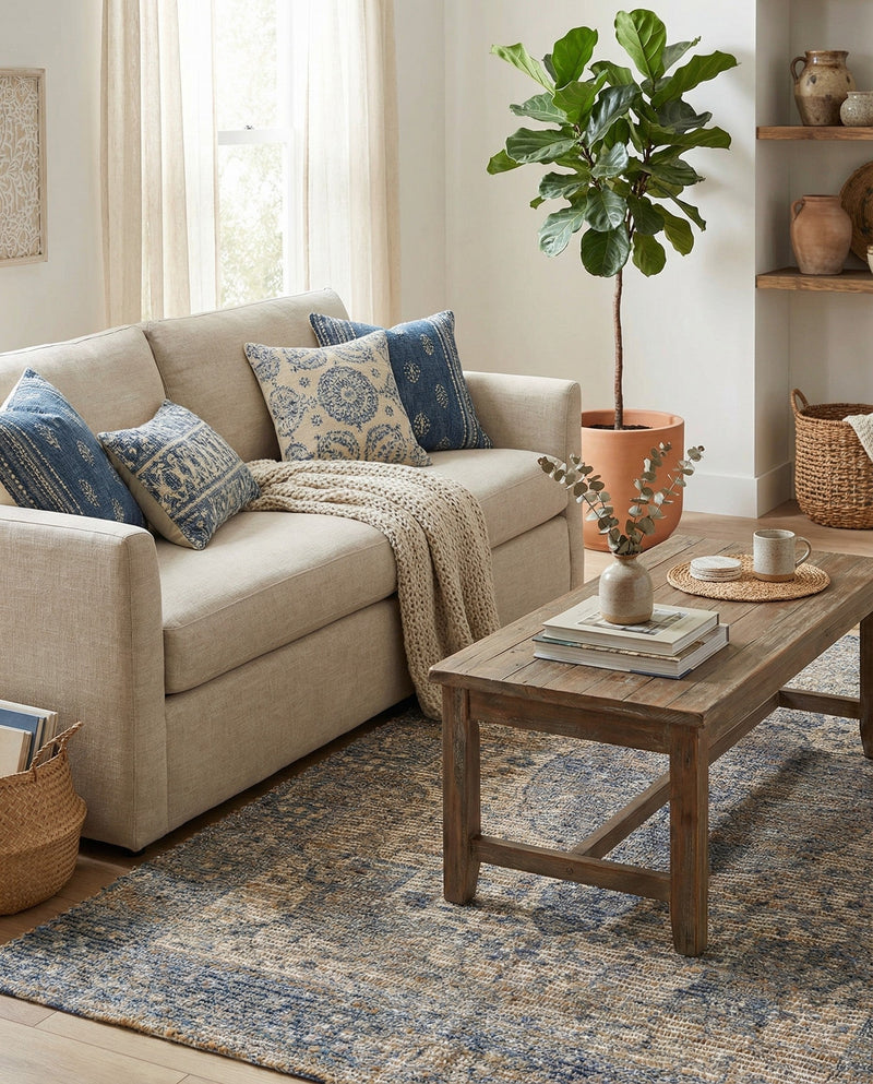 Savannah Threads Collection Area Rug - Charleston Rectangle Blue  lifestyle 15