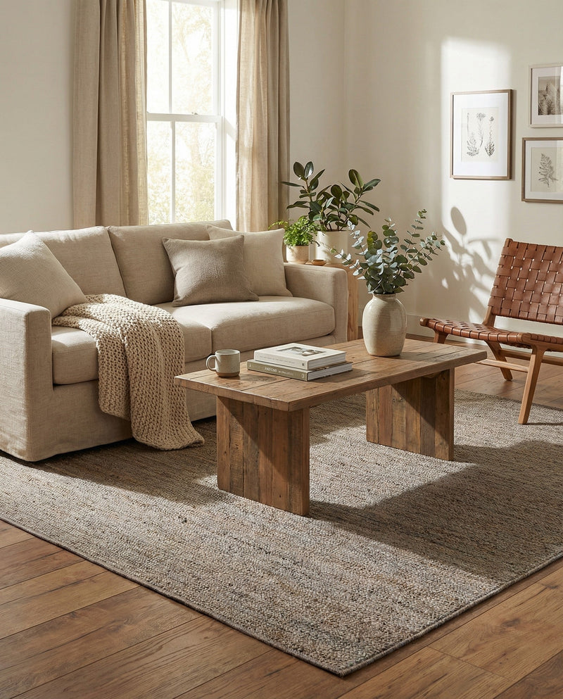 Woven Seaside Jute Collection Area Rug - Savannah (Gray) Square Gray  lifestyle 56