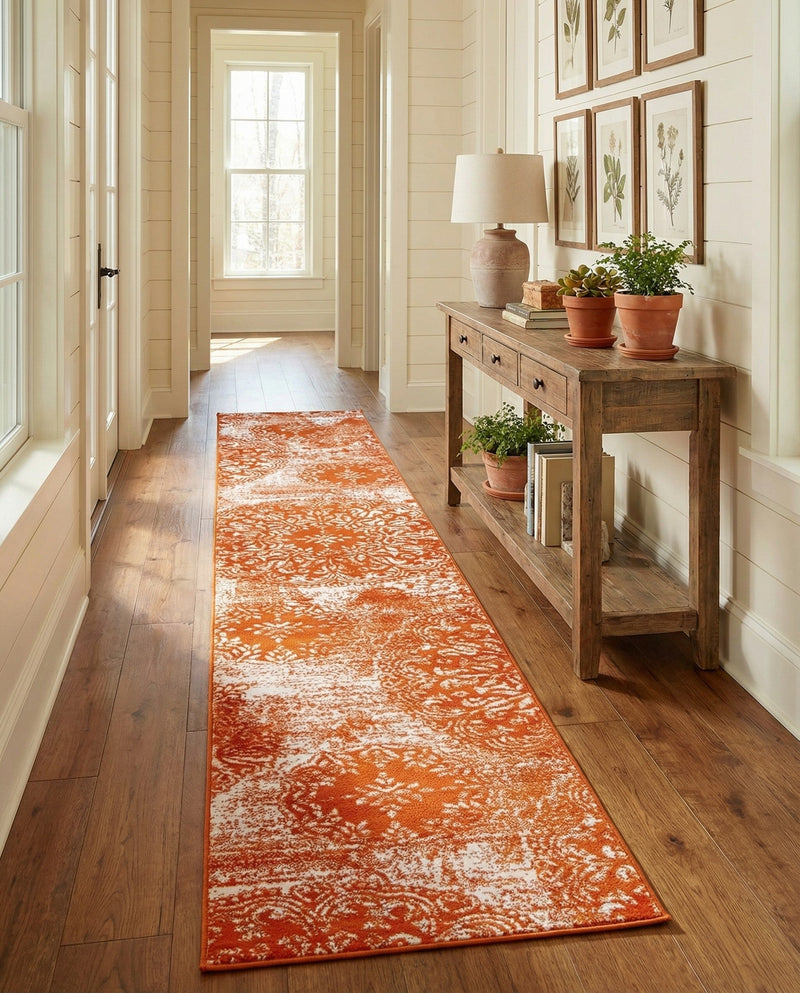 Riviera Elegance Collection Area Rug -  Monaco (Orange) Runner Orange  lifestyle 70
