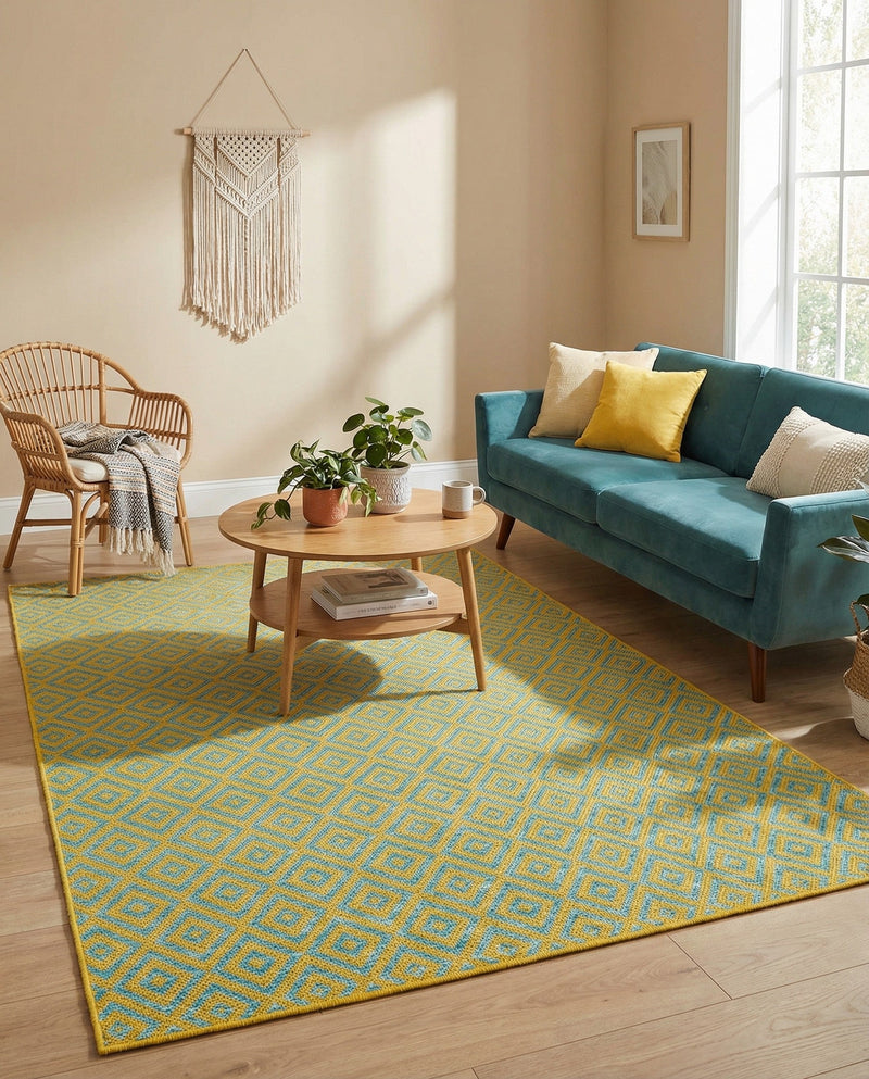 Urban Oasis Rugs Collection Area Rug -  Rooftop (Yellow and Aqua) Rectangle Yellow and Aqua  lifestyle 12