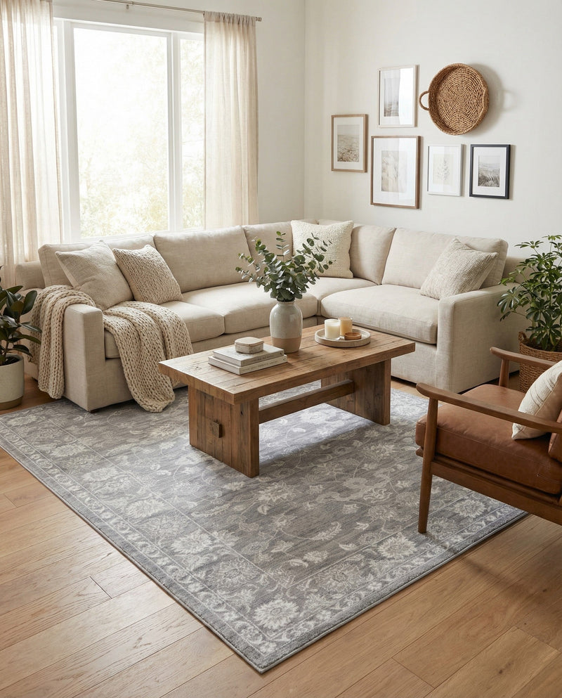 Charleston Elegance Collection Area Rug -  Seaport (Gray) Rectangle Gray  lifestyle 10