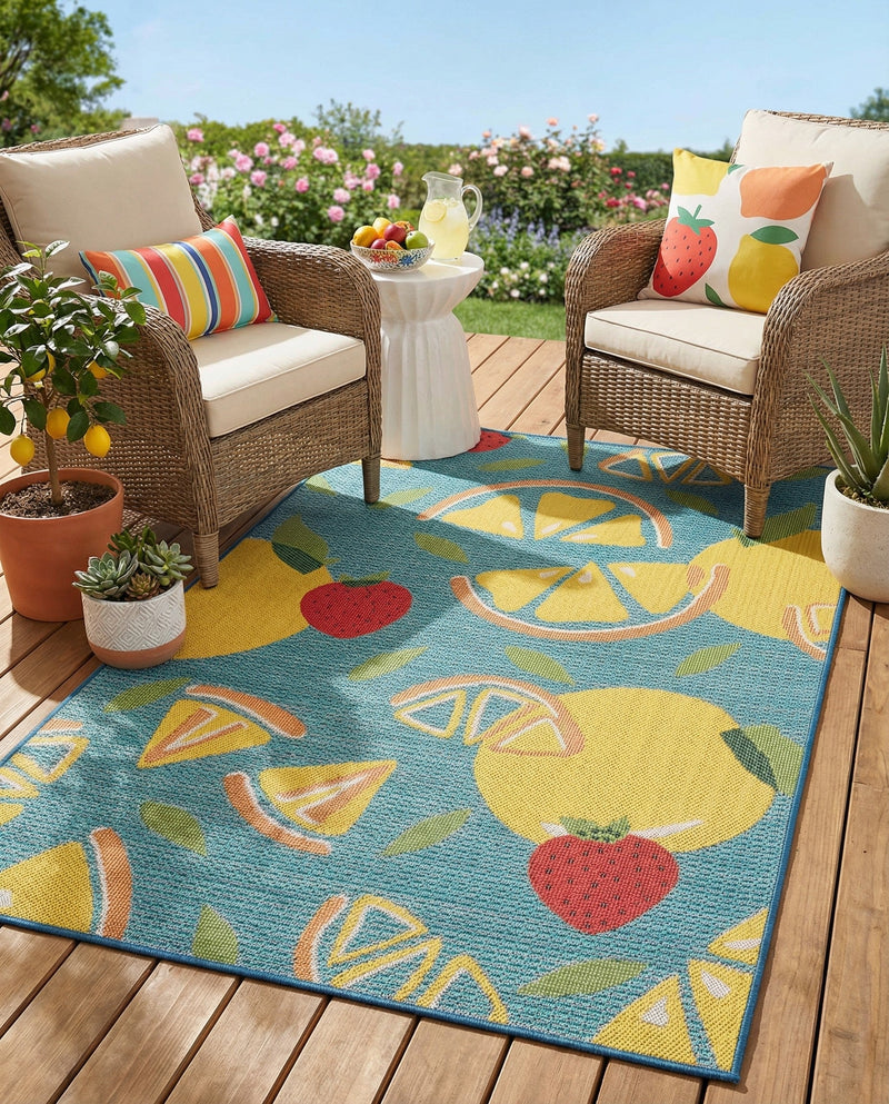 Coastal Terrace Collection Area Rug -  Cove Rectangle Blue  lifestyle 11