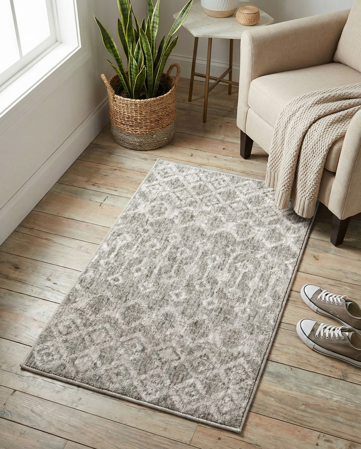 Geo Garden Lattice Collection Area Rug -  Andalusia Rectangle Gray  lifestyle 63