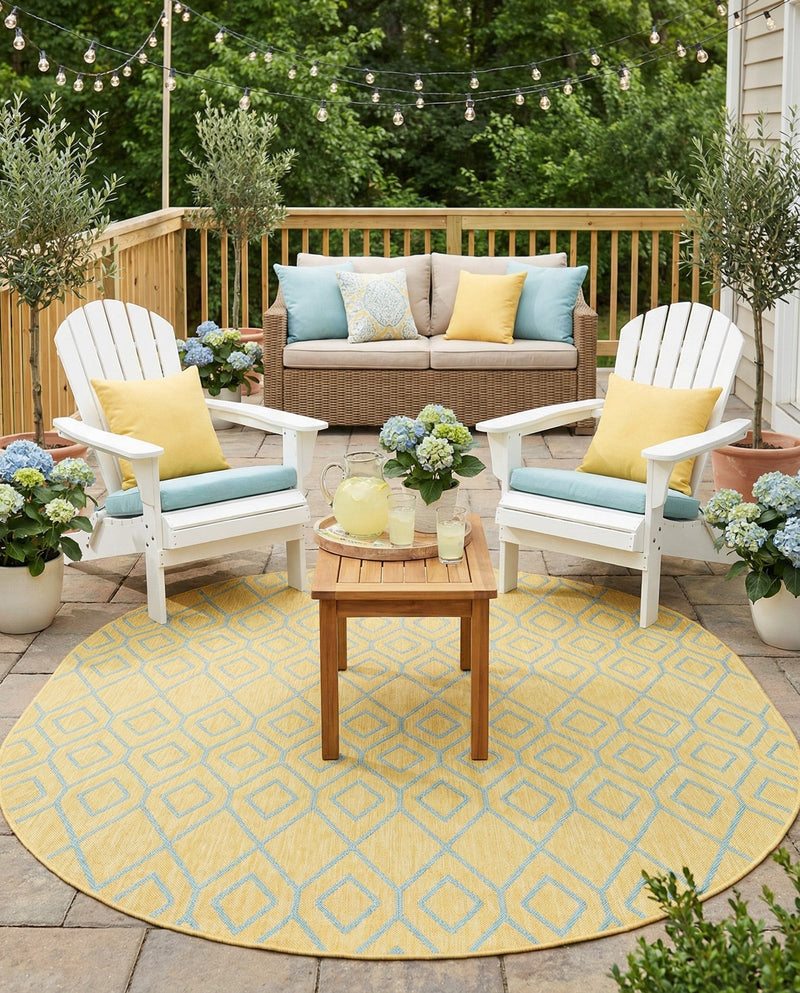 Urban Oasis Rugs Collection Area Rug -  Boulevard (Yellow and Aqua) Oval Yellow and Aqua  lifestyle 43