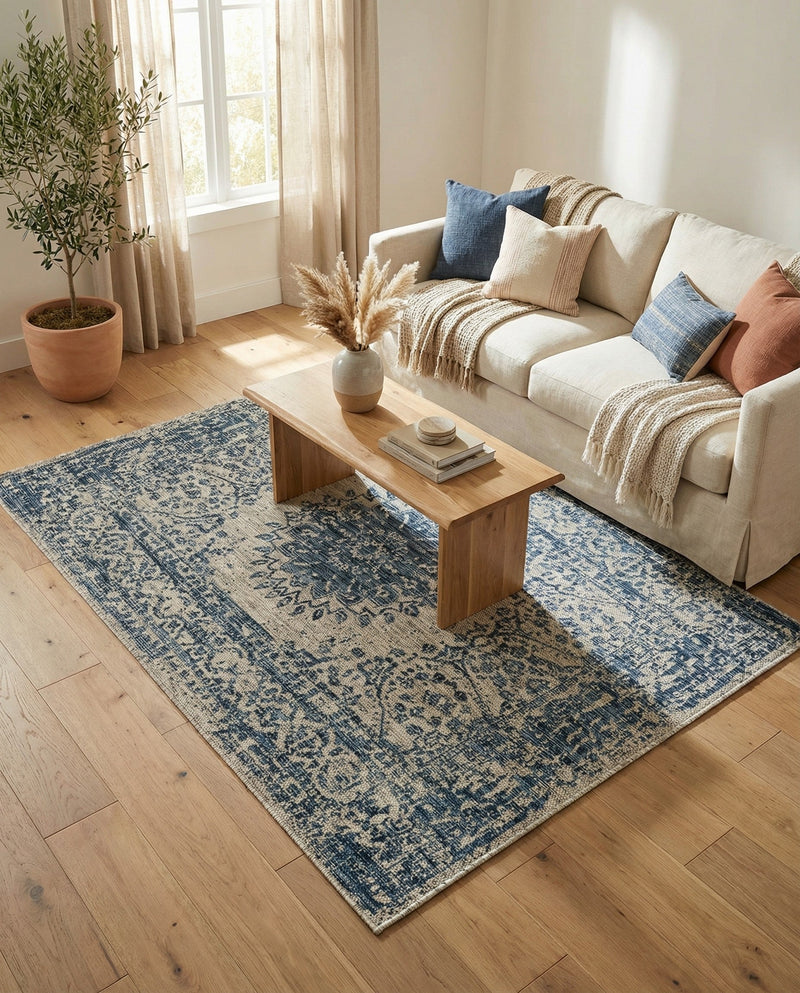 Patio Heritage Collection Area Rug -  Lafayette (Blue) Rectangle Blue  lifestyle 5