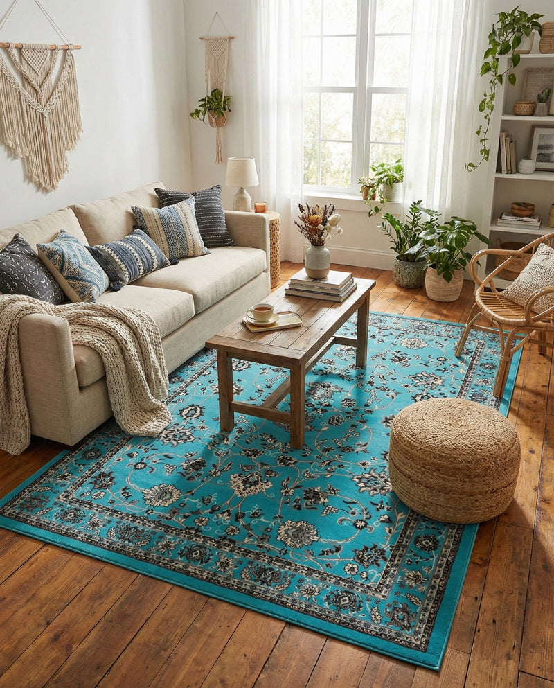 Isfahan Elegance Collection Area Rug - Naghsh-e Jahan (Turquoise) Rectangle Turquoise  lifestyle 20
