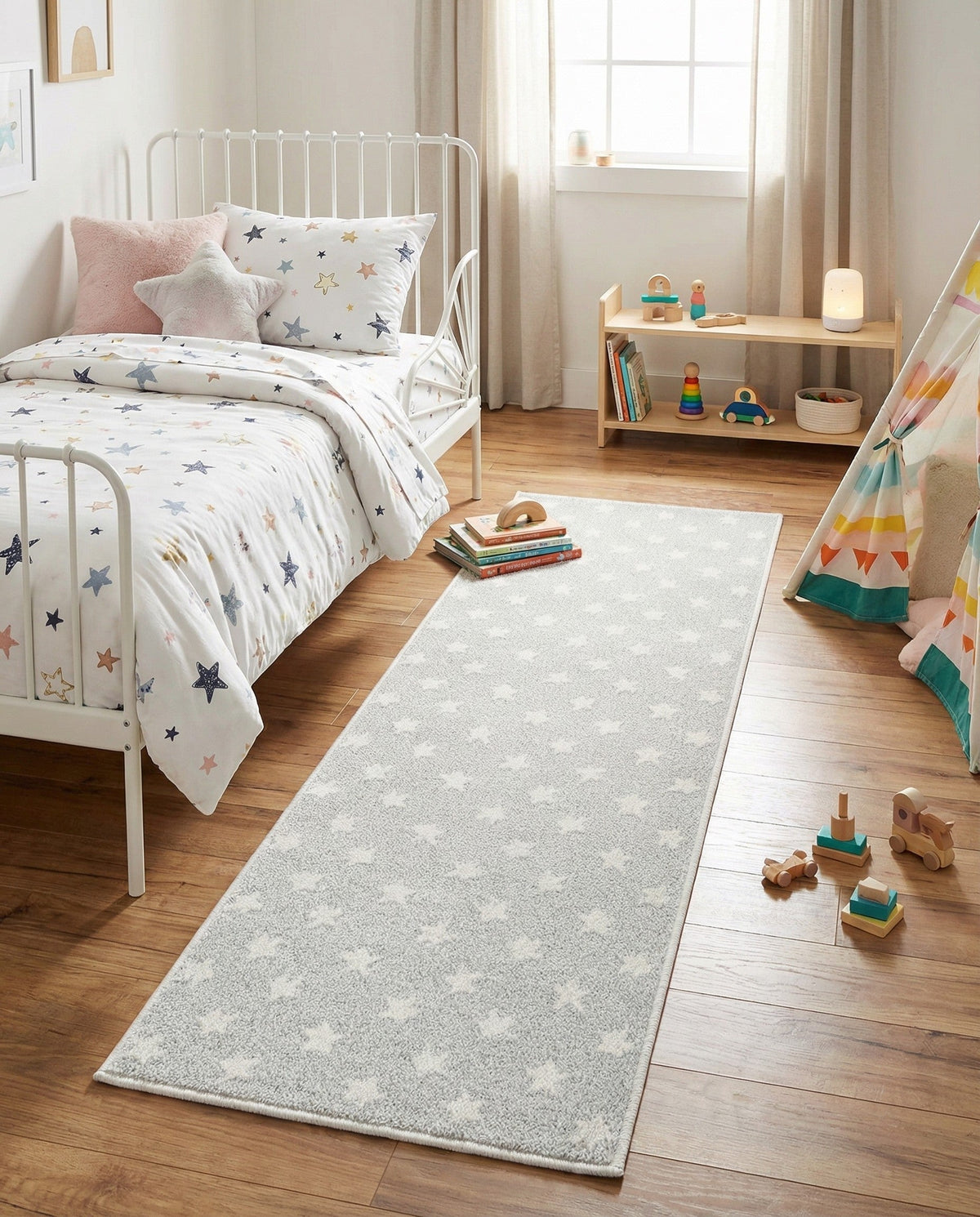 Wonder Tykes Collection Area Rug -  Mosaic Runner Cloud Gray  lifestyle 190
