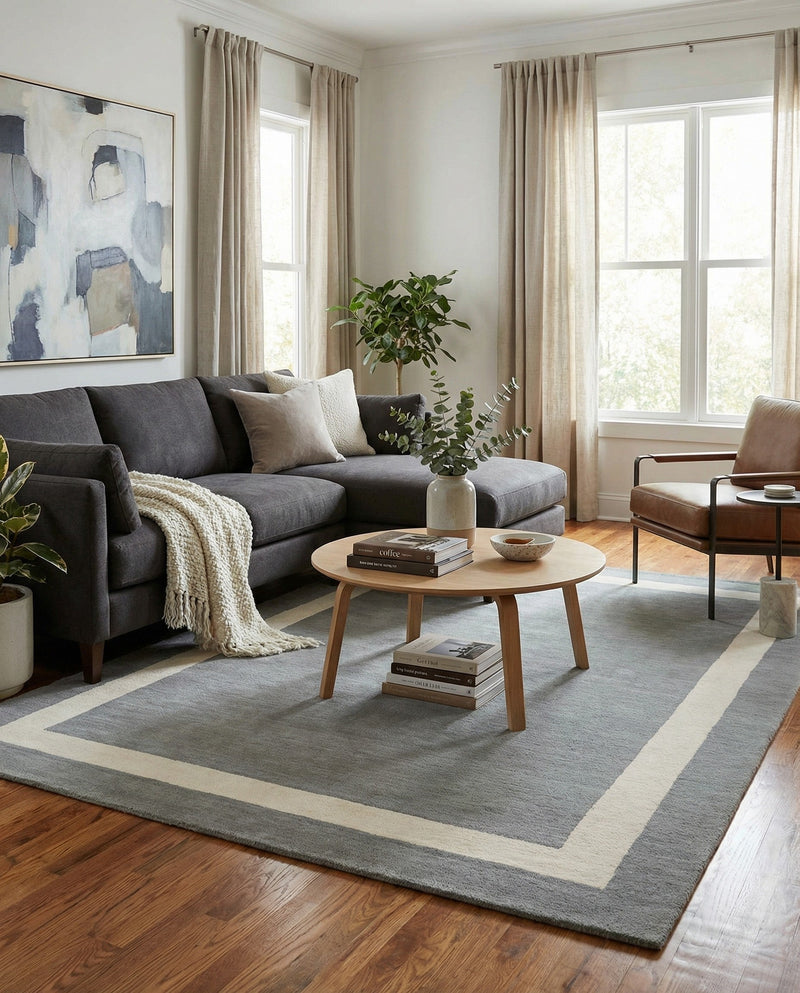 Savannah Borders Wool Collection Area Rug - Chatham Rectangle Earl Gray  lifestyle 36