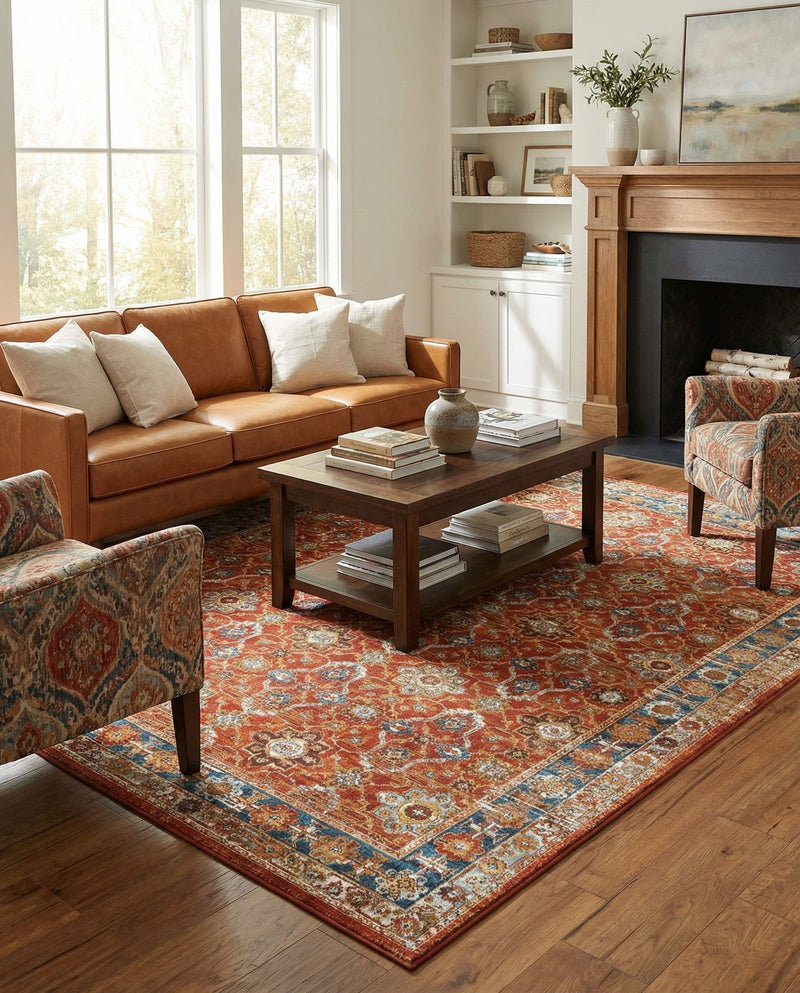 Patio Heritage Collection Area Rug -  Eden Rectangle Antique Red  lifestyle 4