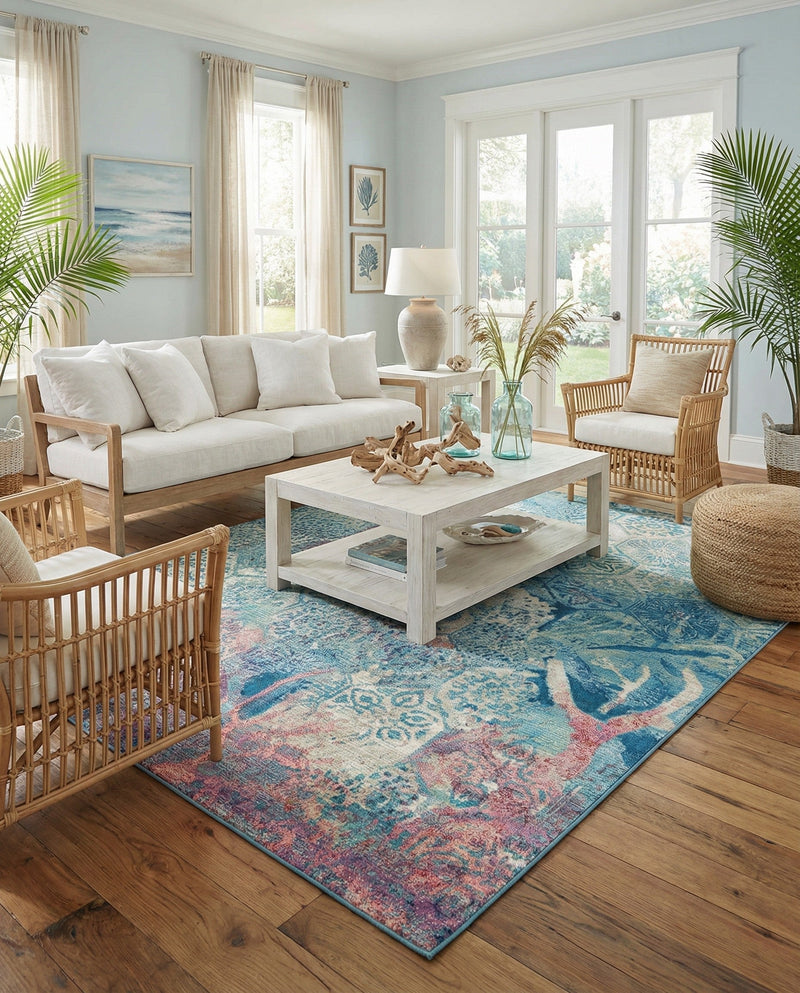 Seaside Haven Rugs Collection Area Rug - Marina Rectangle Multi  lifestyle 39