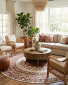 Patio Heritage Collection Area Rug -  Lafayette (Rust Red) Round Rust Red  lifestyle 76