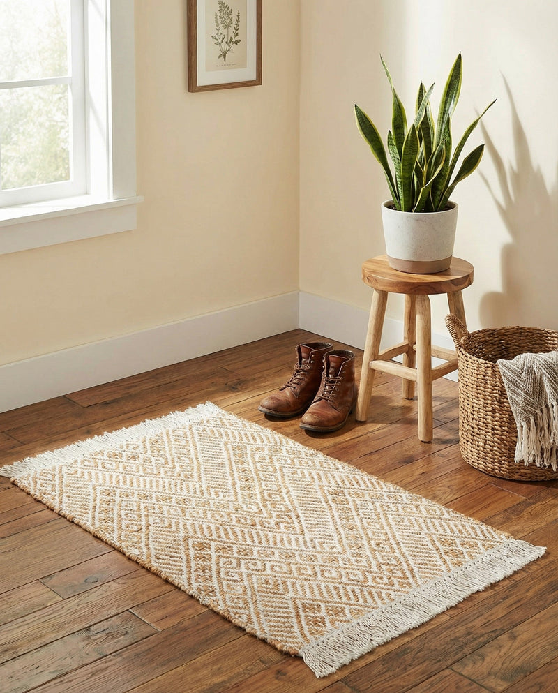 Woven Seaside Jute Collection Area Rug - Oia Rectangle White and Natural  lifestyle 56