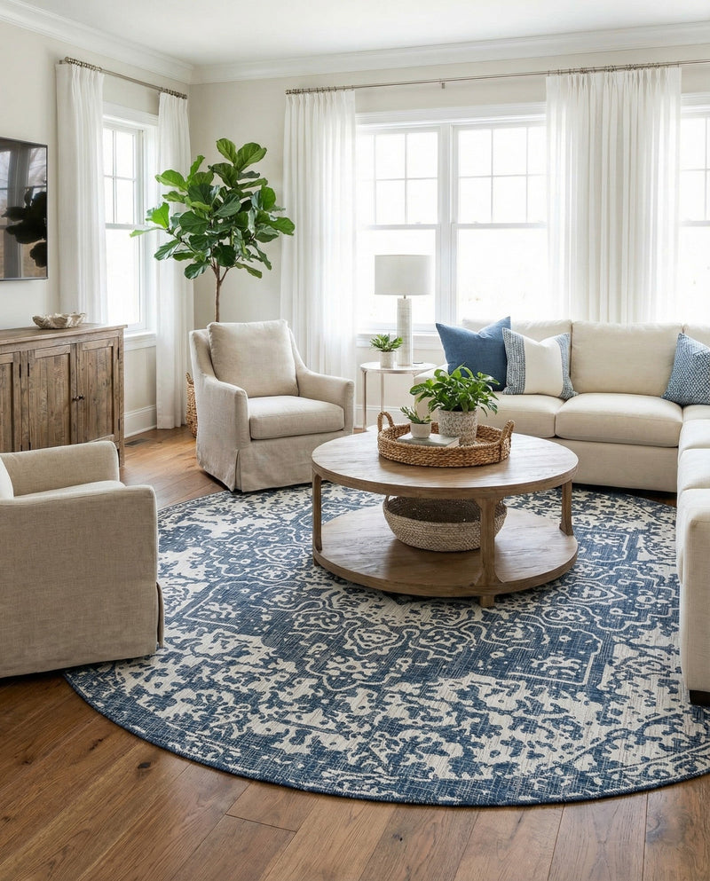 Urban Oasis Rugs Collection Area Rug -  Penthouse (Blue) Round Blue  lifestyle 69