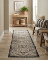 Tribal Terrace Treasures Collection Area Rug - Mayan Marina (Charcoal Gray) Runner Charcoal Gray  lifestyle 66