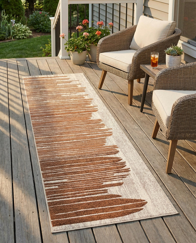 Urban Terrace Collection Area Rug -  Balcony Runner Beige Brown  lifestyle 67
