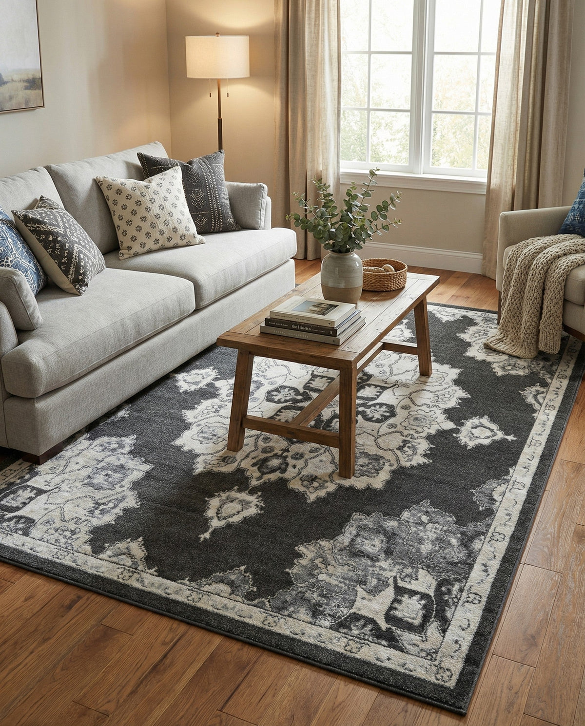Beverly Grove Collection Area Rug - Melrose (Charcoal) Rectangle Charcoal  lifestyle 23