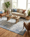 Tribal Terrace Treasures Collection Area Rug - Mayan Marina (Blue) Rectangle Blue  lifestyle 24