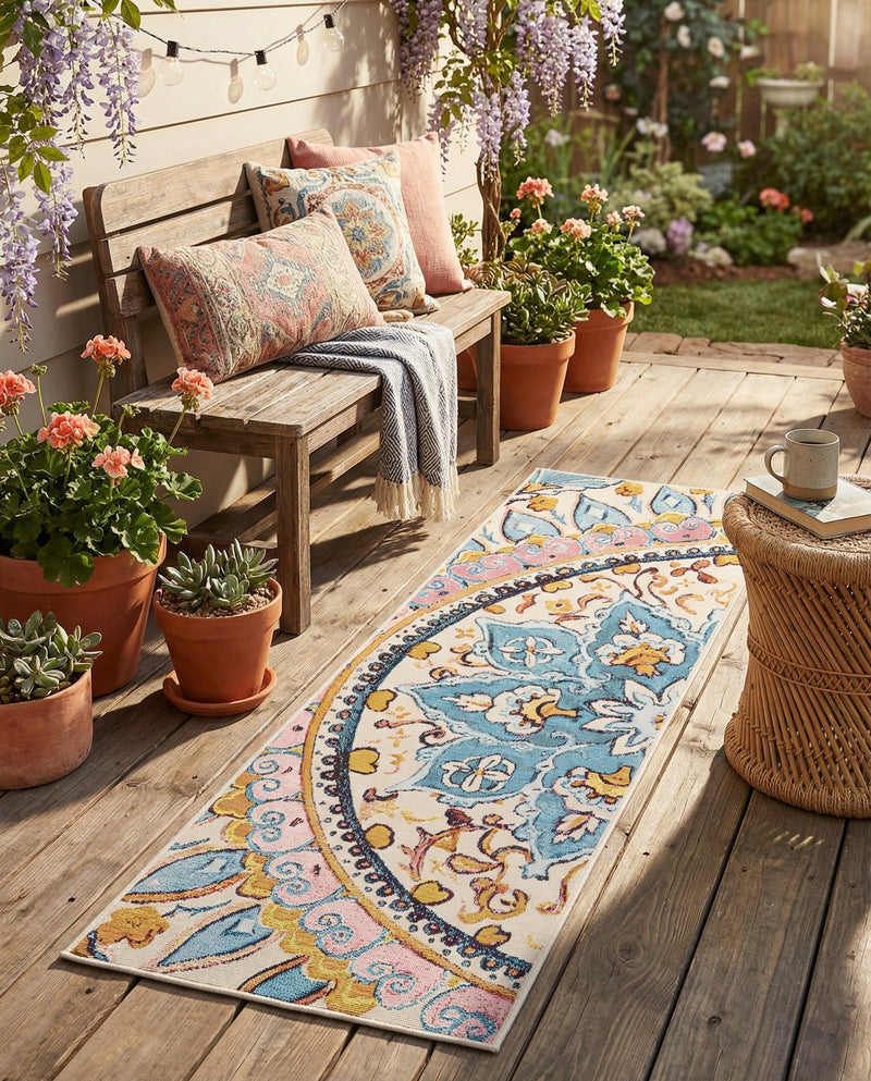 Patio Heritage Collection Area Rug - Tuscany Runner Multi  lifestyle 56